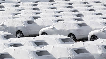 Audi-Fahrzeuge des Volkswagen Konzerns stehen im Hafen von Emden zur Verschiffung bereit. / Foto: Jörg Sarbach/dpa/Archivbild
