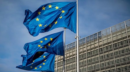 Europaflaggen wehen vor dem Sitz der Europäischen Kommission. / Foto: Michael Kappeler/dpa
