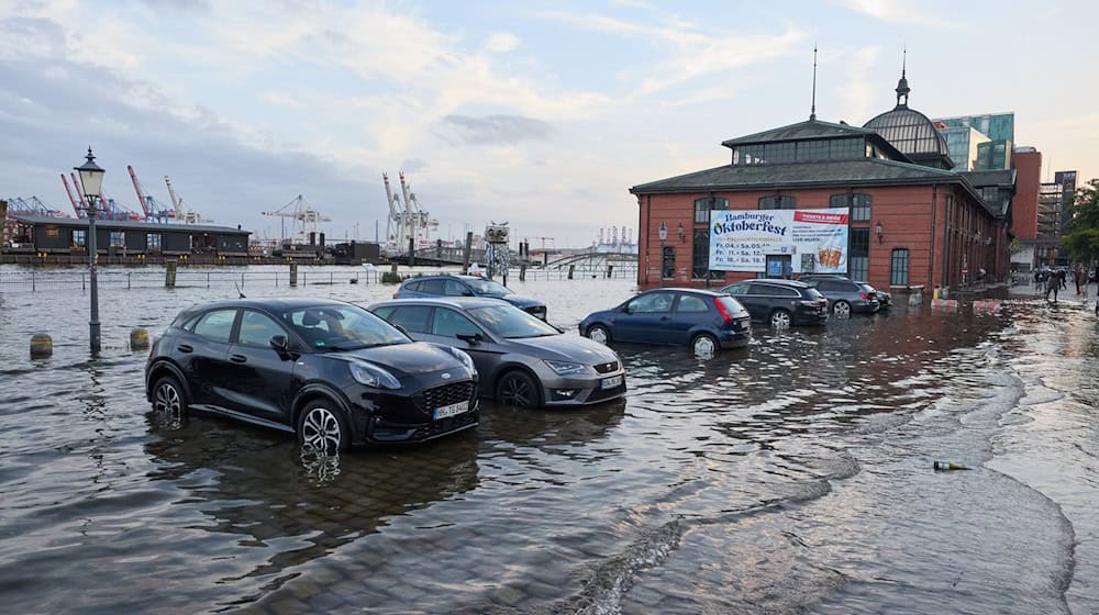 Eine im Sommer seltene Sturmflut hatte am Freitag den Hamburger Fischmarkt in Teilen unter Wasser gesetzt. (Archivfoto) / Foto: Georg Wendt/dpa