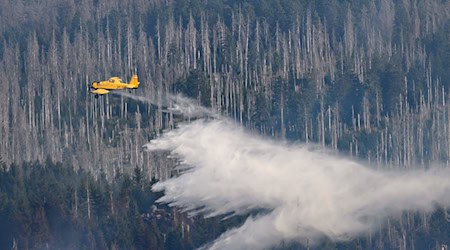 Flugzeuge und Hubschrauber sollen noch bis Sonntagabend im Einsatz sein. / Foto: Swen Pförtner/dpa