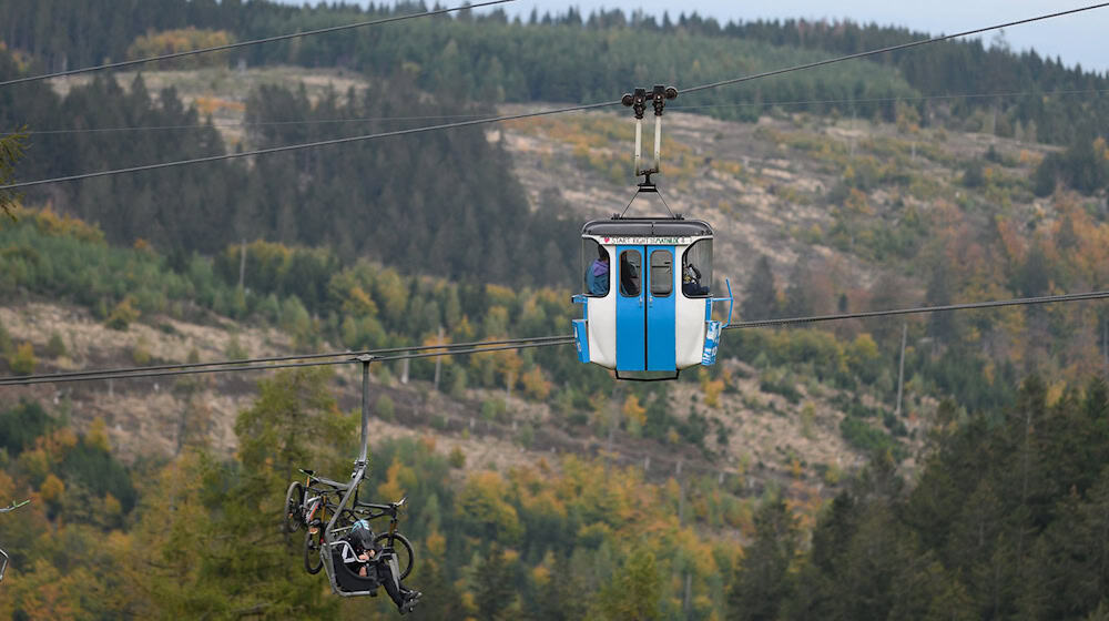 Mountainbiker sind am Bocksberg in Hahnenklee unterwegs. / Foto: Swen Pförtner/dpa