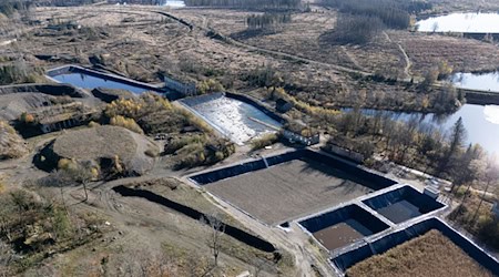 Regenwasser wird über mehrere Becken geleitet und dort gefiltert.  / Foto: Swen Pförtner/dpa