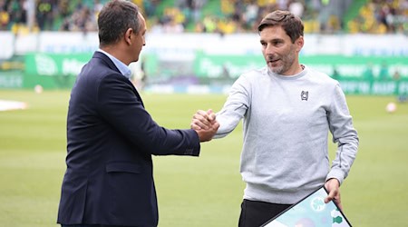 Lange ein Erfolgsduo in Fürth: Sportchef Rachid Azzouzi (l) und Trainer Stefan Leitl. / Foto: Daniel Karmann/dpa