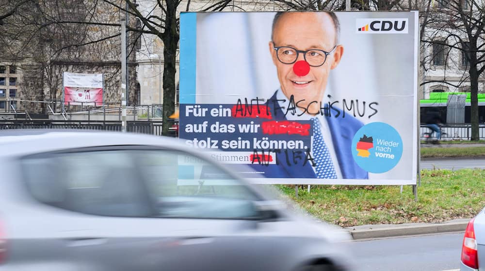 In Niedersachsen sind schon Hunderte Wahlplakate beschmiert worden. / Foto: Julian Stratenschulte/dpa