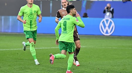 Mohamed Amoura erzielte den Wolfsburger Ausgleich. / Foto: Swen Pförtner/dpa