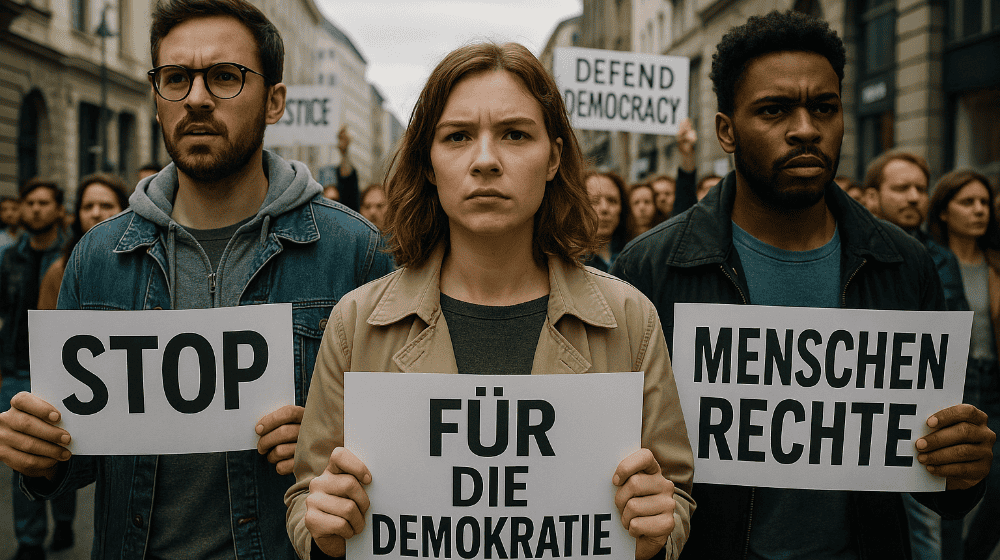 Demonstration AfD Verbot Jetzt in über 70 Städten in Deutschland / KI generiertes Symbolbild