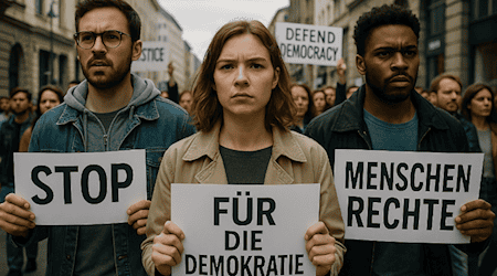 Demonstration AfD Verbot Jetzt in über 70 Städten in Deutschland / KI generiertes Symbolbild