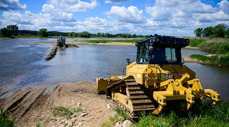 Wegen des Niedrigwassers in der Elbe pausiert eine Fähre im Landkreis Lüneburg. / Foto: Philipp Schulze/dpa