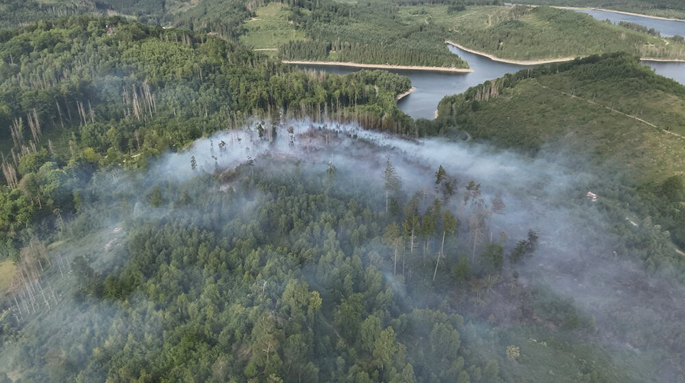 Der Waldbrand ereignete sich in der Nähe der Granetalsperre. / Foto: -/Feuerwehr Goslar/dpa