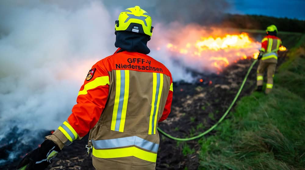Rund 60 Feuerwehrleute löschten das Feuer auf einem Feld in Celle. (Symbolbild)  / Foto: Philipp Schulze/dpa