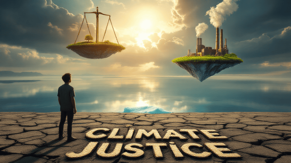 Symbolbild Internationaler Gerichtshof - Klimagerechtigkeit und Klimaschutz / KI generiert mit FLUX