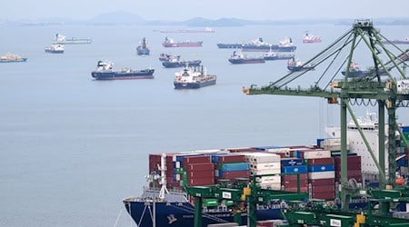 Vor Singapur warten Handelsschiffe. (Archivbild)  / Foto: Bernd von Jutrczenka/dpa