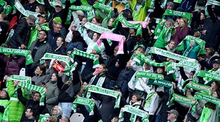 Fans des VfL Wolfsburg. / Foto: Swen Pförtner/dpa