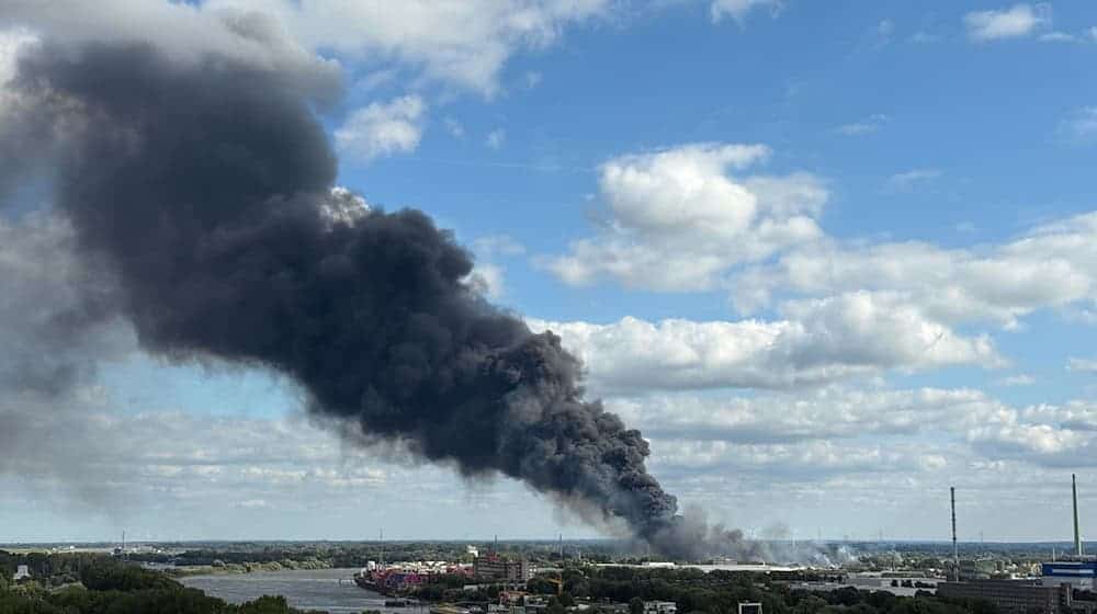 Im Hamburger Hafen ist ein Feuer ausgebrochen.  / Foto: Daniel Bockwoldt/dpa