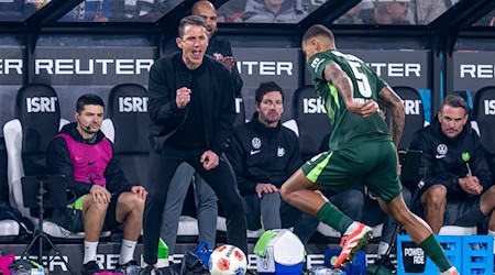 Wolfsburgs Trainer Daniel Bauer beim Spiel in Mönchengladbach. / Foto: David Inderlied/dpa