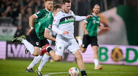 Torjäger Benjamin Källman brachte Hannover in Münster in Führung. / Foto: Bernd Thissen/dpa