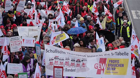 Laut GEW gingen in Hamburg rund 2.500 Beschäftigte auf die Straße. / Foto: Marcus Brandt/dpa
