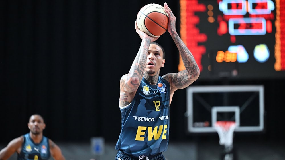 Treffsicher: Michale Kyser von den Baskets Oldenburg. / Foto: Carmen Jaspersen/dpa