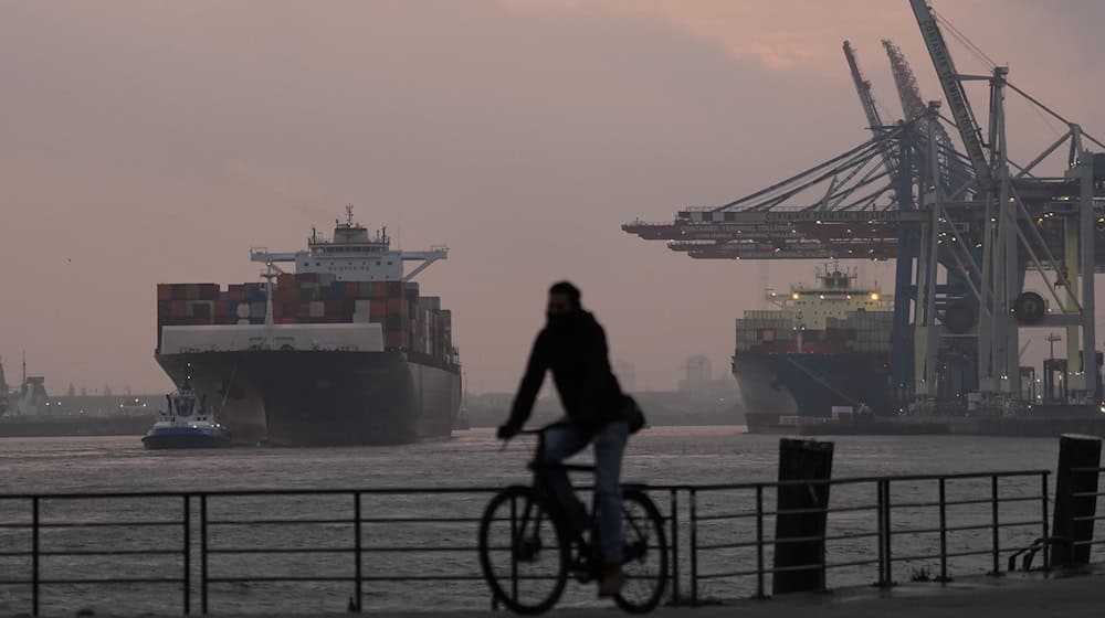 Ein Containerschiff wird in den Hamburger Hafen geschleppt. (Archivbild)  / Foto: Marcus Brandt/dpa