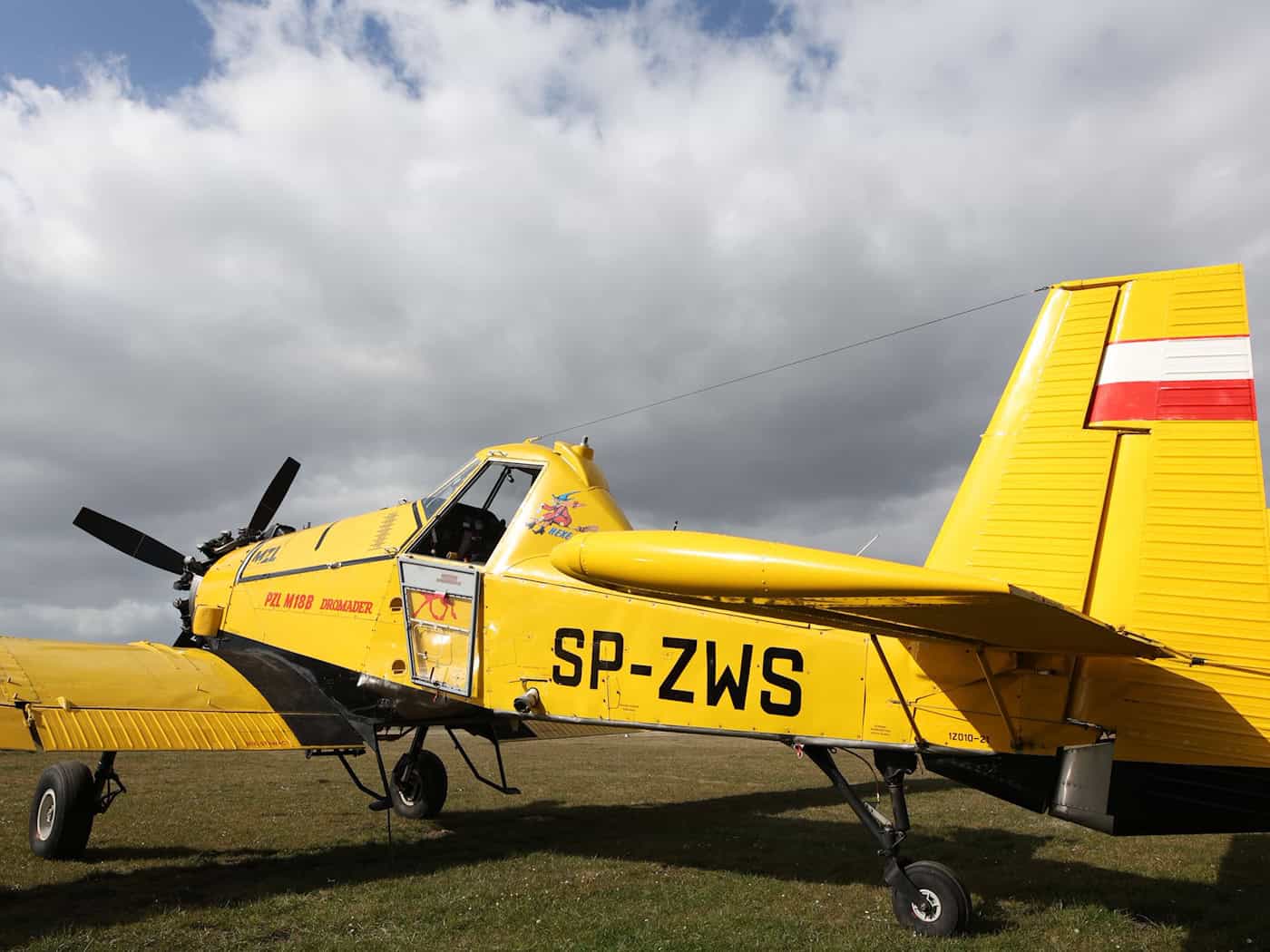 Das Harzer Löschflugzeug «Hexe 1» ist sicher aus Polen wieder in Ballenstedt gelandet und einsatzbereit.  / Foto: Matthias Bein/dpa