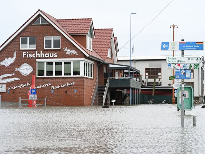 Anfang Oktober sorgte eine Sturmflut etwa in Ditzum für Land unter. (Archivbild) / Foto: Lars Penning/dpa