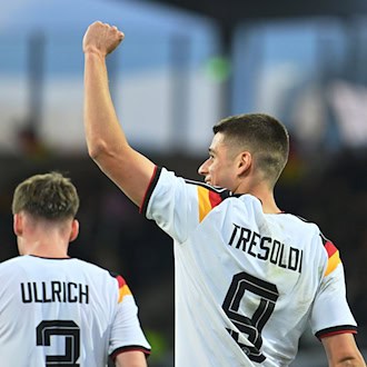 Jubelt bei der U21 - und bald auch im Nagelsmann-Team? Nicolò Tresoldi. / Foto: Swen Pförtner/dpa