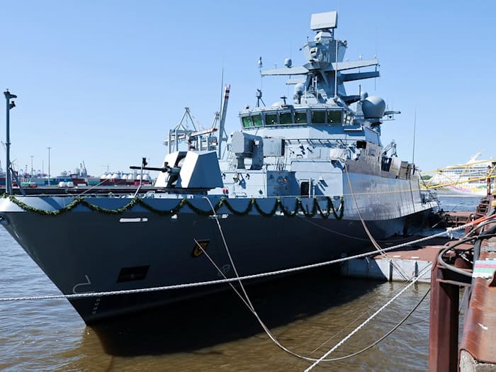 Die Korvette «Lübeck» wird voraussichtlich 2028 an die Deutsche Marine übergeben. / Foto: Christian Charisius/dpa