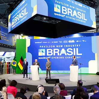 Brasilien ist in diesem Jahr Partnerland der Hannover Messe. / Foto: Moritz Frankenberg/dpa