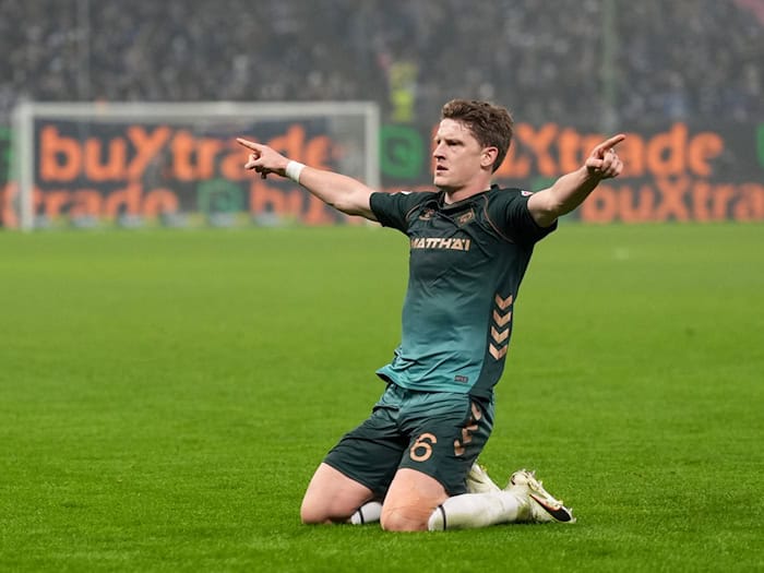 Wieder im Training: Werder Bremens Derby-Torschütze Jens Stage. / Foto: Marcus Brandt/dpa