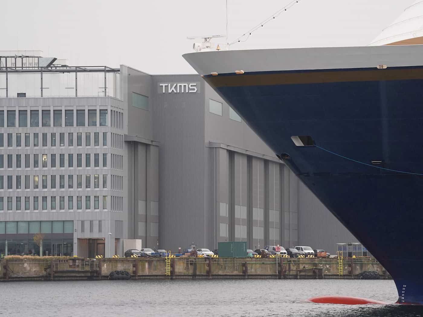 Der Marineschiffbauer TKMS hat seinen Sitz in Kiel. (Archivbild)  / Foto: Marcus Brandt/dpa