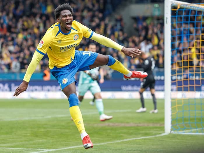 Muss Eintracht Braunschweig wieder verlassen: Leihspieler Faride Alidou. / Foto: Andreas Gora/dpa