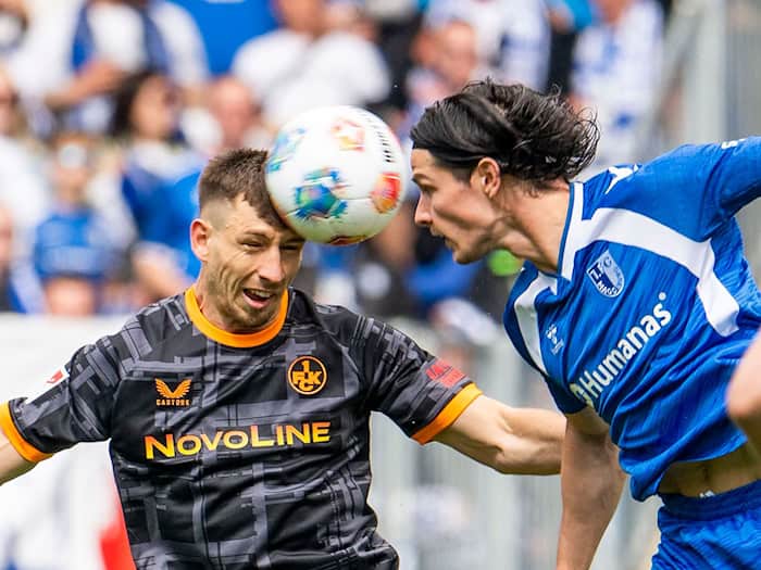Neu bei Hannover 96: Abwehrspieler Jean Hugonet (r) kommt vom 1. FC Magdeburg. / Foto: Julius Frick/dpa