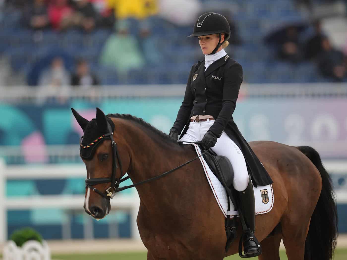 Julia Krajewski und Nickel liegen bei der deutschen Meisterschaft in Luhmühlen in Führung. (Archivbild) / Foto: Rolf Vennenbernd/dpa