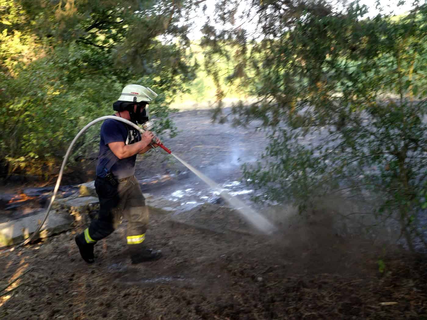 Waldbrand direkt neben Volkshochschule in Lingen