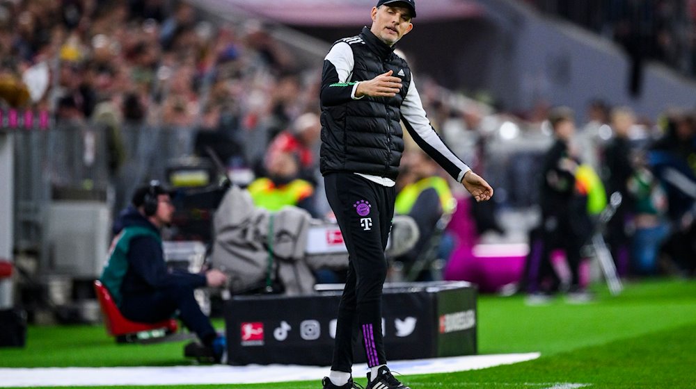 Münchens Trainer Thomas Tuchel reagiert unzufrieden. / Foto: Tom Weller/dpa