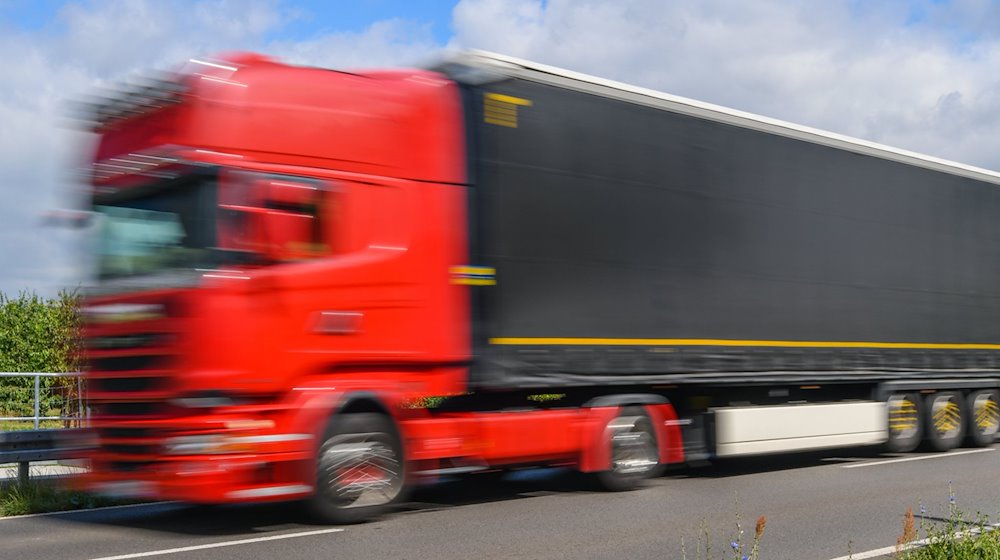 Ein LKW fährt auf der Bundesstraße 87 zwischen Frankfurt (Oder) und Müllrose. / Foto: Patrick Pleul/zb/dpa