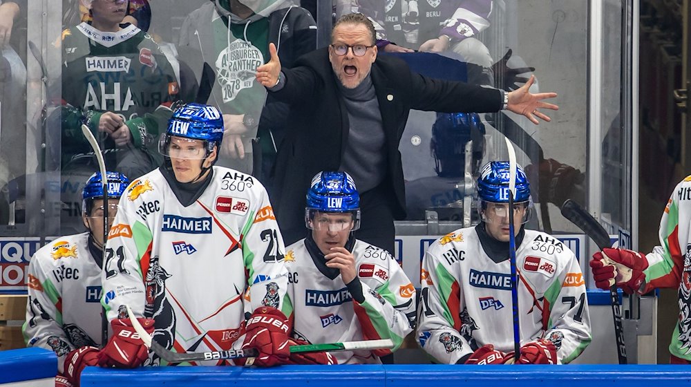 Trainer Christof Kreutzer (M) von den Augsburger Panther. / Foto: Andreas Gora/dpa/Archivbild