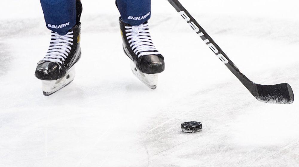 Ein Eishockeyspieler spielt den Puck. / Foto: Matthias Balk/dpa/Symbolbild