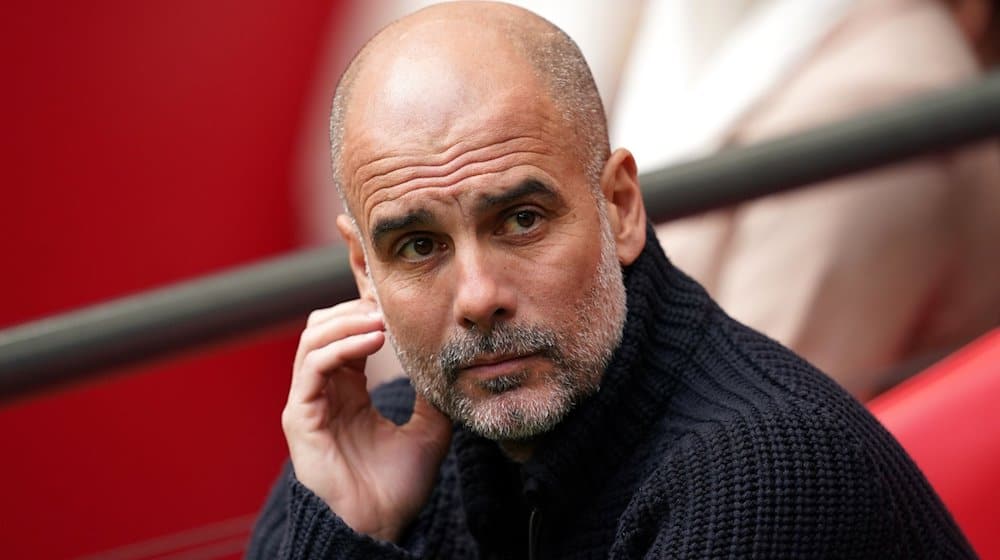 Pep Guardiola, Trainer von Manchester City, vor dem Spiel. / Foto: Adam Davy/PA Wire/dpa