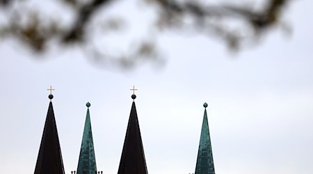 Die Kirchtürme des Würzburger Doms zeichnen sich vor dem bewölktem Himmel ab. / Foto: Karl-Josef Hildenbrand/dpa