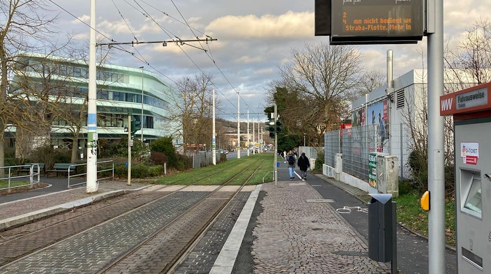 Eine verwaiste Straßenbahnhaltestelle in Würzburg. / Foto: Vanessa Köneke/dpa