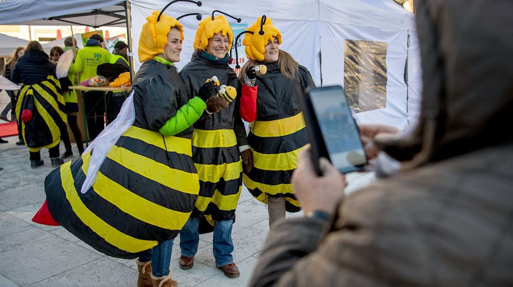 «Rettet die Bienen»: Unter dem Motto wurde in Bayern einst - teils mit, teils ohne Kostüm - für mehr Artenschutz demonstriert. (Archiv-Foto) / Foto: Lino Mirgeler/dpa