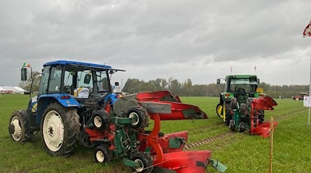 Bei der Deutschen Meisterschaft im Pflügen messen sich am Sonntag in Langenau nordöstlich von Ulm 20 Pflüger. Hier ein Bild von der Pflug-WM 2023 in Lettland. (Archivbild) / Foto: Alexander Welscher/dpa