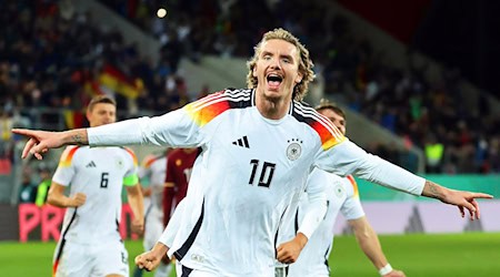 Matchwinner Nick Woltemade beim Sieg der U21 gegen Bulgarien. / Foto: Daniel Löb/dpa