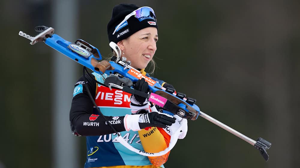 Franziska Preuß vor dem Start ihres Heim-Weltcups in Ruhpolding. / Foto: Sven Hoppe/dpa