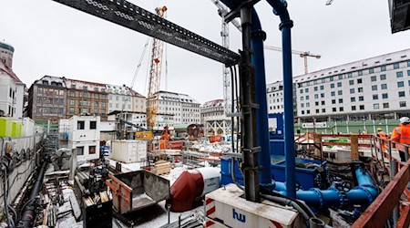 Die laut Bahn tiefste Baustelle Deutschlands: Die neue Haltestelle Marienhof für die zweite S-Bahn-Stammstrecke. (Archivbild) / Foto: Matthias Balk/dpa