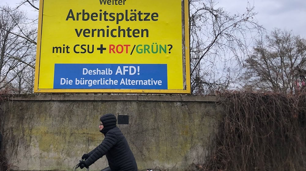 Auffälliges Gelb - mit einer mehr als zwei Millionen Euro teuren Plakatkampagne wirbt ein AfD-Anhänger aus Österreich in ganz Deutschland für die Wahl der Rechten. / Foto: David Hutzler/dpa