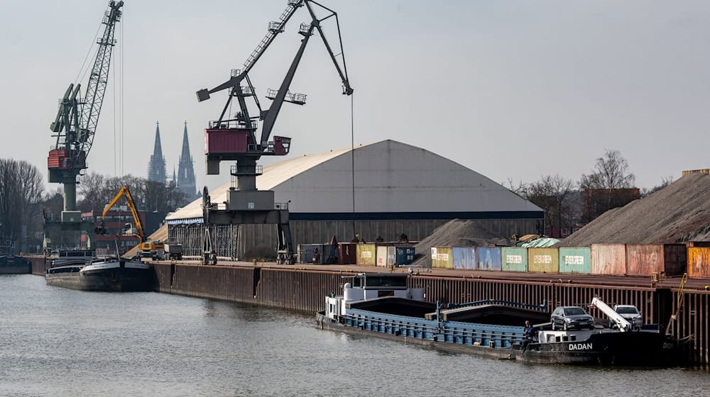 Die sechs Bayernhafen-Standorte schlugen 2024 weniger Güter um. (Archivbild) / Foto: Armin Weigel/dpa