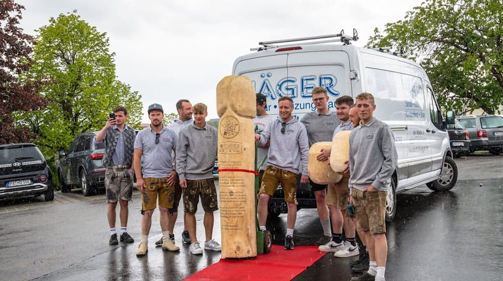 Der Riesen-Penis aus Holz soll künftig in Niederbayern für ein Kinderwunschzentrum werben. / Foto: Markus Zechbauer/Zema Medien/dpa