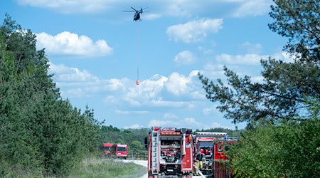 Neun Feuerwehrleute und zwölf Kräfte vom Technischen Hilfswerk sind noch mit den Nachlöscharbeiten beschäftigt. / Foto: Pia Bayer/dpa